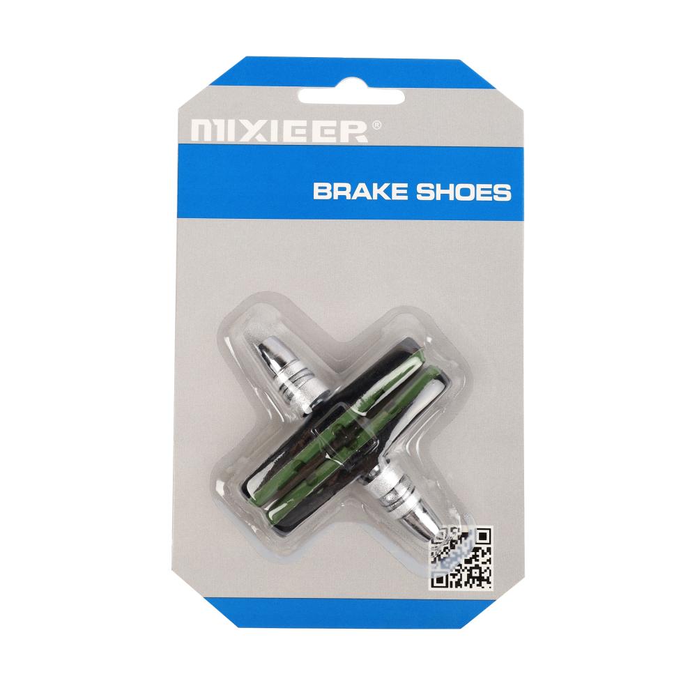 Колодки COMIRON MX-BS128 для V-brake, 70MM, чёрные/зеленые, с креплением, 1 пара. /уп 250/