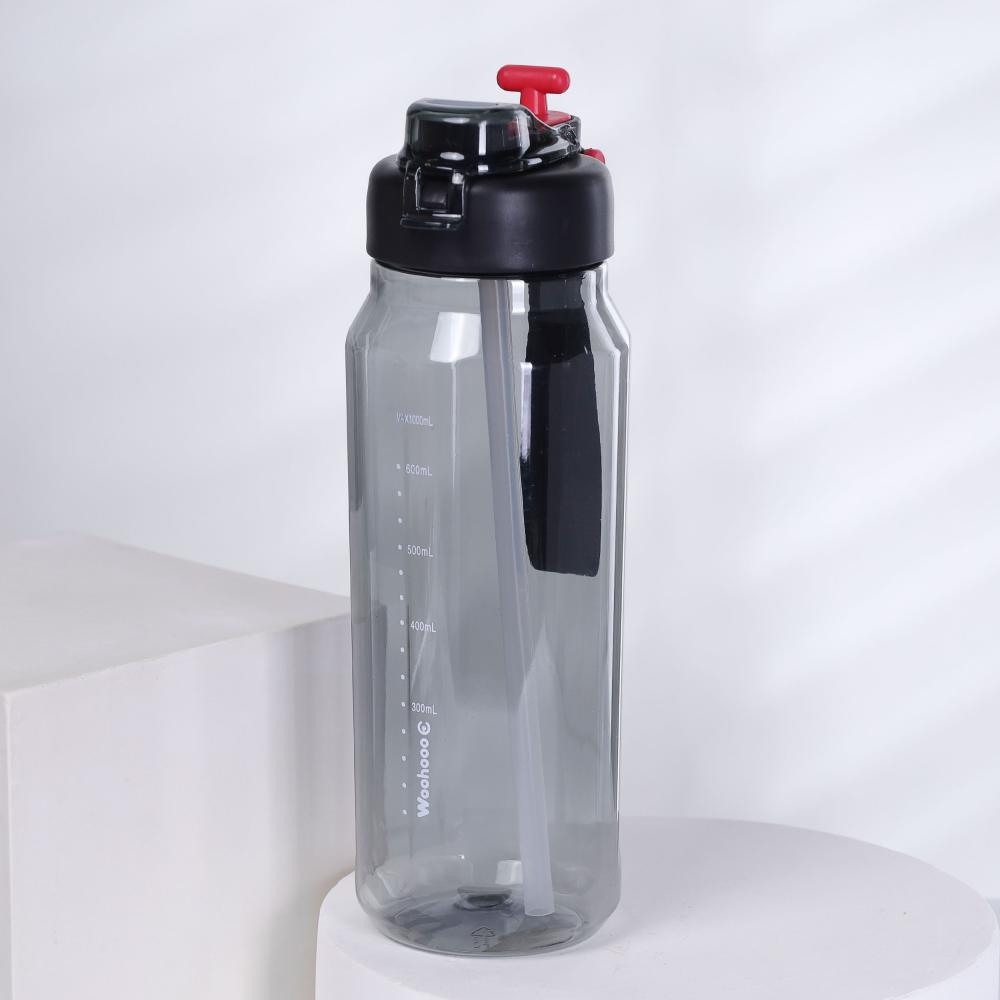Бутылка для воды 1000 ml Вуухууу-Woohooo / Пищевой PP / уп 60 / Черный / АКЦИЯ
