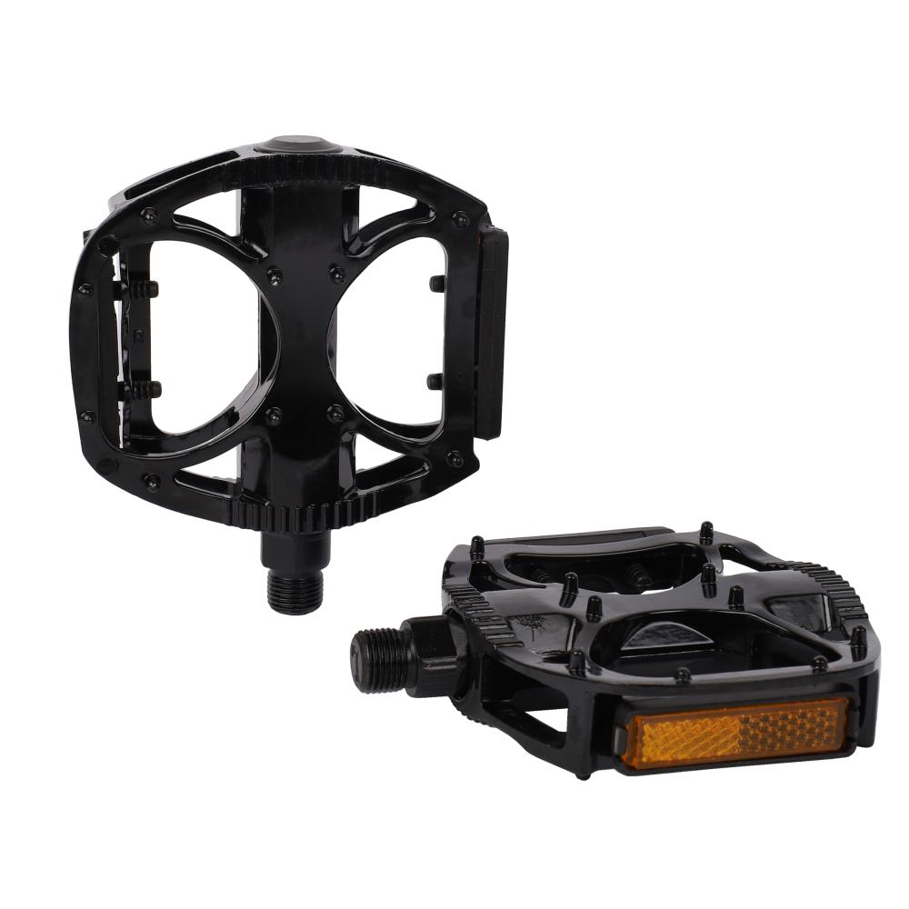 Педали MTB HONGDING HD-936, 9/16 резьба, ALU корпус, сталь. подшипник, 110х115мм, с рефлектором, 2S ось, black